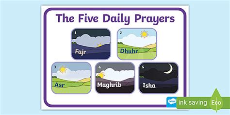 The Five Daily Prayers Display Poster Teacher Made