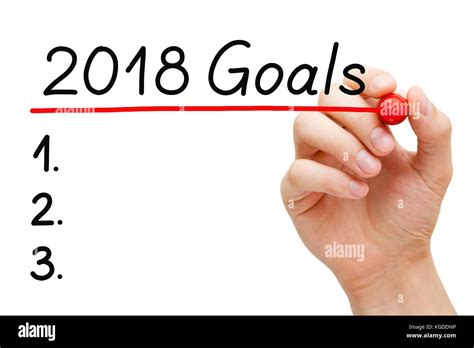 Blank Goals List For Year 2018 Isolated On White Hand Underlining 2018