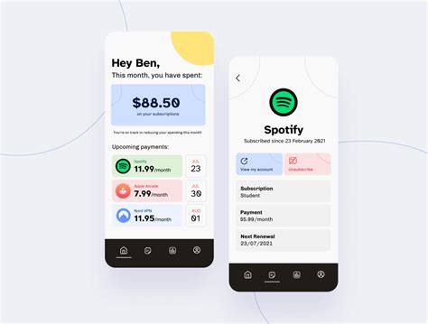 Subscription Management App Concept Homepage And Subscription By