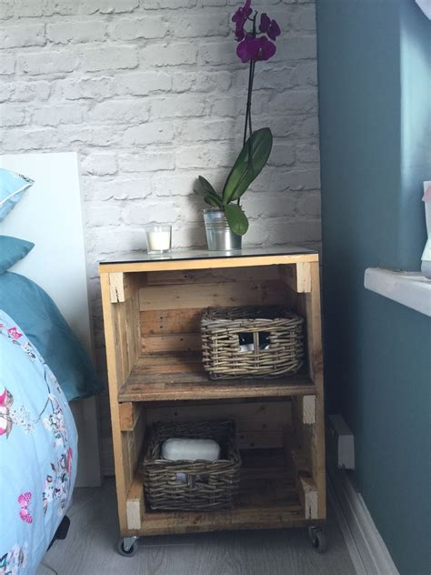 Our Bedside Table Made From Pallets Bedside Table Diy Pallet