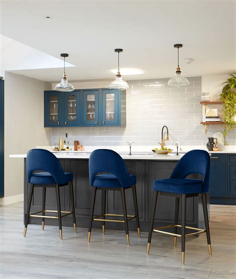 Which is the best upholstered bar stool to buy? Clover Blue Velvet Bar Stool | Mid-century Bar Stools in ...