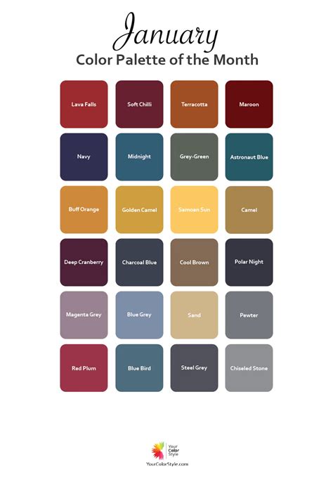 Color Palette Of The Month January 2023 January Colors Color