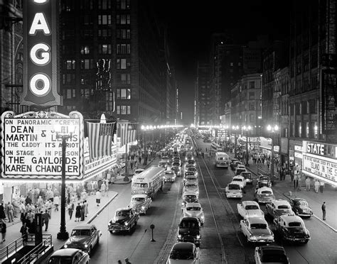 1950s 1953 Night Scene Of Chicago State Photograph By Vintage Images