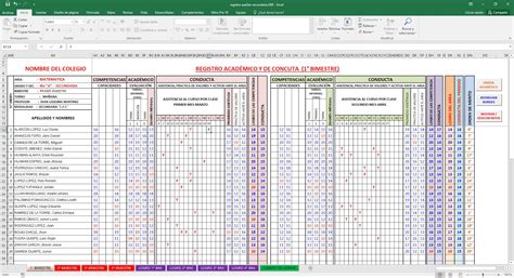 Registro Auxiliares Automatizados En Excel Para El Nivel De Primaria Y