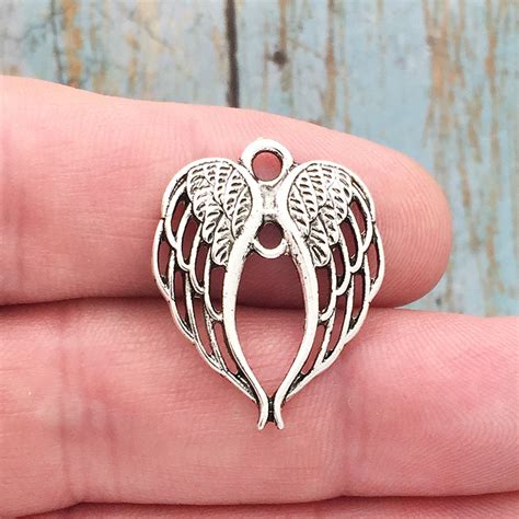 Angel Wings Charms Wholesale Silver Pewter Angel Charm