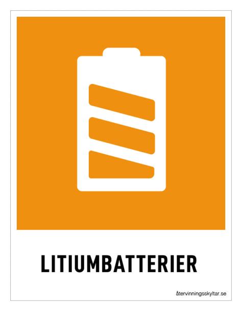 Återvinningsskylt För Avfallssortering Av Litiumbatterier