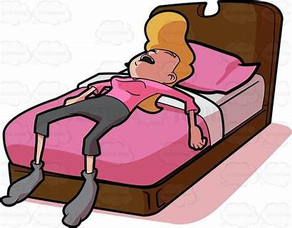 Sleeping Bed Cartoon Clipart Worn Woman Drained