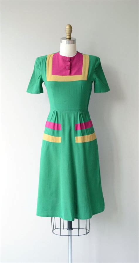 Colorblock Wool Dress Vintage 1930s Dress Wool 30s Day Etsy Vintage