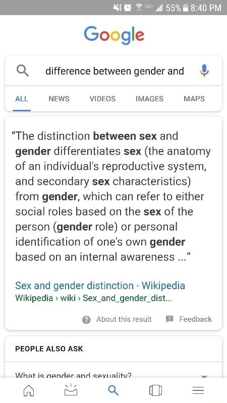 Gosgle Q Difference Between Gender And And The Distinction Between Sex