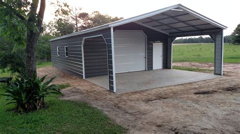 Regular roof style carport with one panel each side. 20x41x8 Combo A-frame Vertical roof- 20x25 garage- 20x15 ...