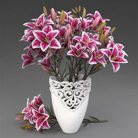 3d Vase Lilies Turbosquid 1299697