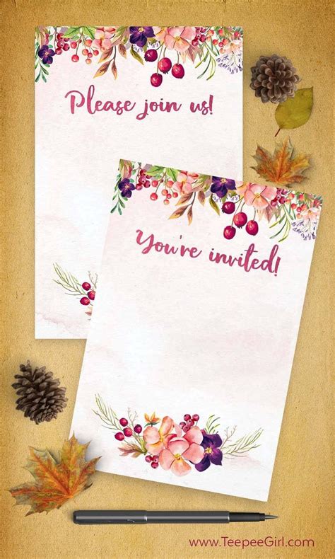 Free Fall 4x6 Invitations Fall Party Invitations