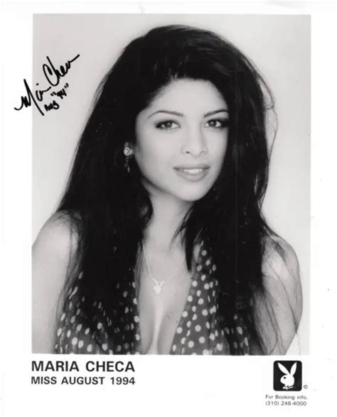 PLAYBOY PLAYMATE MARIA CHECA HAND SIGNED B W PHOTOGRAPH 10x8 WITH COA