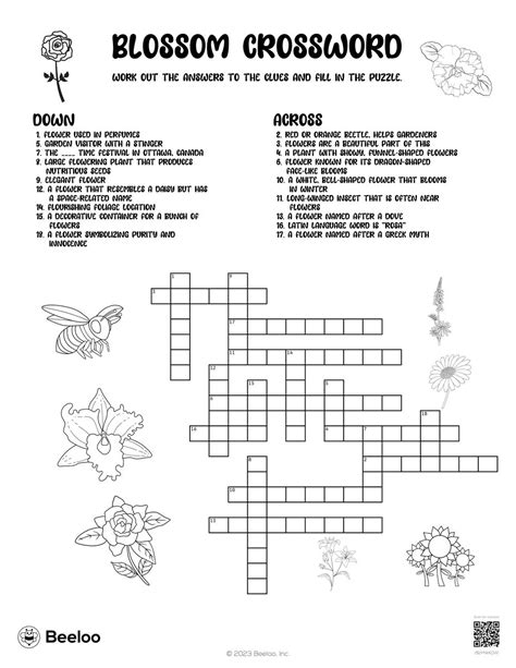 Blossom Crossword Beeloo Printable Crafts And Activities For Kids