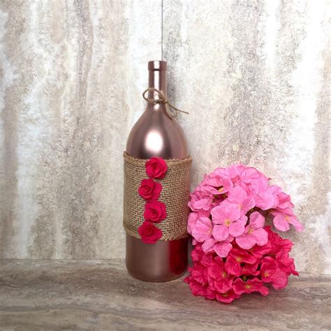 Rose Gold Wine Bottle Painted Wine Bottle Wine Bottle | Etsy | Wine bottle centerpieces, Painted ...