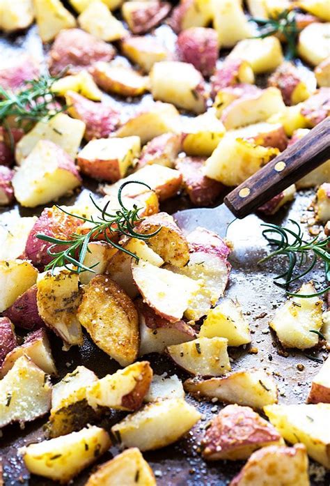 2 lbs red potatoes, sliced 1/2 inch thick 1/3 cup vegetable oil 1 (1 ounce) envelope dry onion soup mix grated parmesan cheese pepper. Roasted Parmesan Rosemary Red Potatoes | The Blond Cook ...