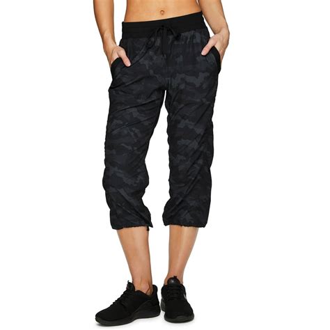 Rbx Active Womens Lightweight Woven Camo Capri Pant With Pockets