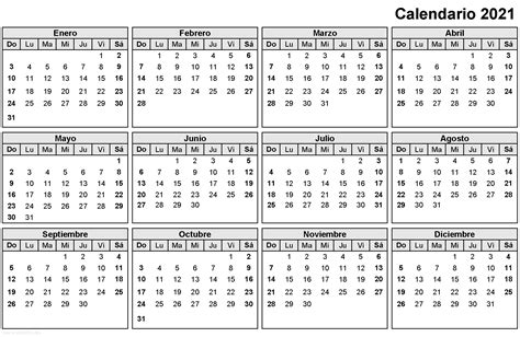 Calendario 2021 Con Meses Y Semanas Como Pdf Excel Y Archivo De Imagen