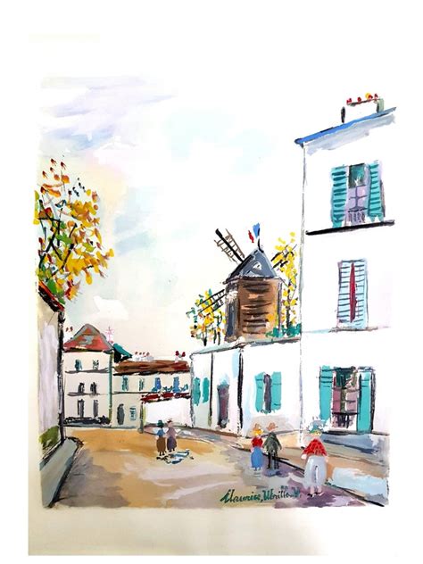 After Maurice Utrillo Inspired Village Of Montmartre Pochoir For