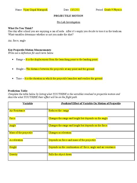 Wave lab phet waves simulation answer key students will use the phet photoelectric effect simulation to calculate stopping voltage, kinetic energy of a photon in joules, and learn how to determine threshold frequency and energy forms and changes simulation phet contribution. Physics Projectile Lab