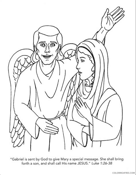 Angel And Mary Coloring Page Printable Sheets Page Angel Visits Mary