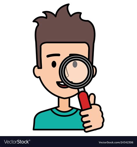 Man With Search Magnifying Glass Royalty Free Vector Image