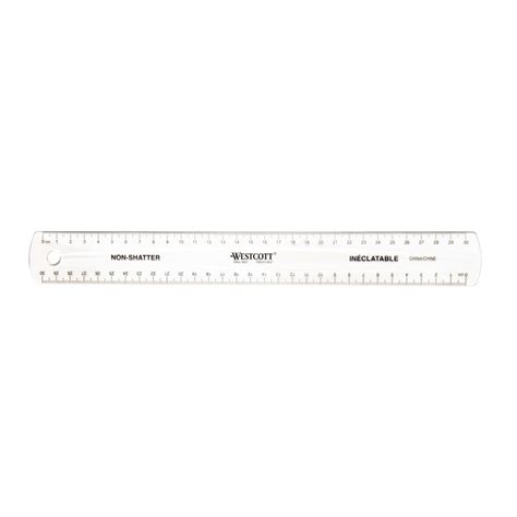 Westcott Non Shatter Plastic Ruler Clear 30 Cm Grand And Toy