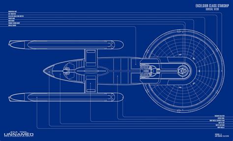 Excelsior Class Starship Schematic Dorsal View By Napalmking
