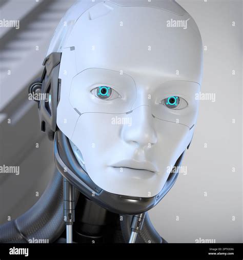 Android Robots Head Close Up 3d Illustration Stock Photo Alamy