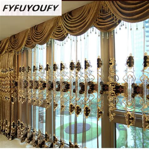 European Luxury Jacquard Embroidered Elegant Living Room Curtain For