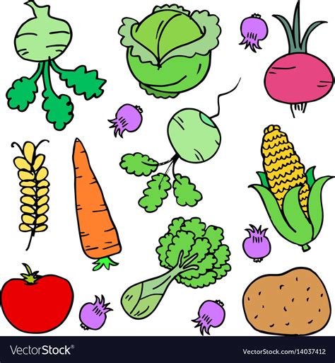 Vegetable Doodle Set Royalty Free Vector Image