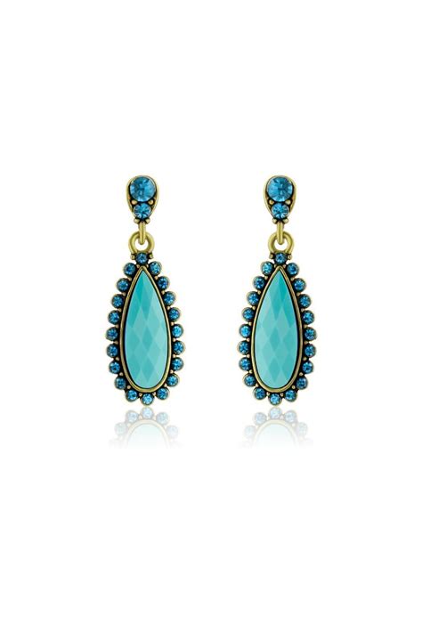 Turquoise Pear Earrings Pear Earrings Earrings Crystal Earrings