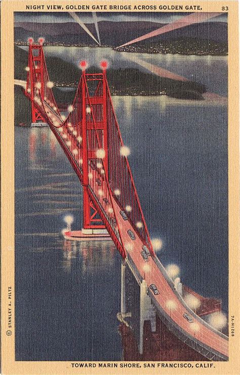 Gorgeous Linen Vintage Postcard Of Golden Gate Bridge Great Etsy