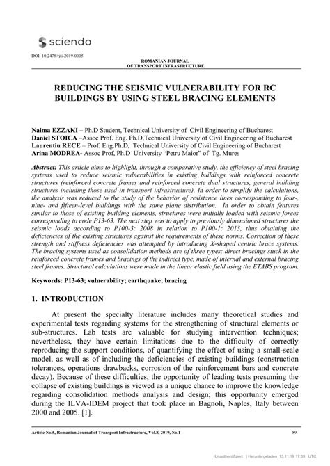 Pdf Reducing The Seismic Vulnerability For Rc Buildings By Using