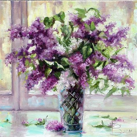 Spring Lilac Picture Oil Painting Flowers Lilac Art Original Canvas Art