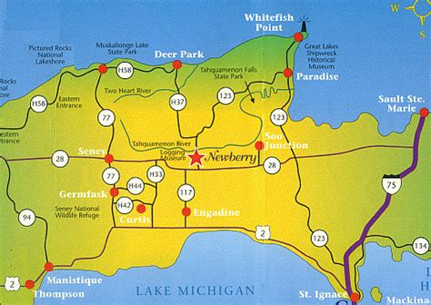 Map Of Newberry Michigan Coastal Map World
