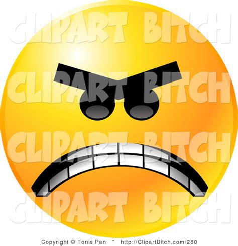 Clip Vector Art Of A Yellow Emoticon Face Mad With Anger Gritting His