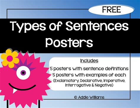 Classroom Freebies Too Types Of Sentences Posters
