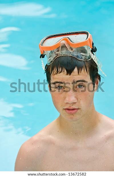 Boy Wearing Snorkel Pool Textcopy Space Stock Photo 13672582 Shutterstock