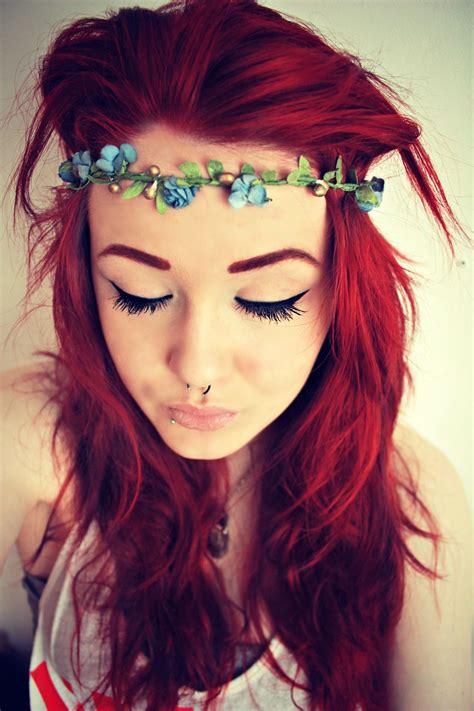 Flower Head Band Red Hair Tumblr Red Hair Tumblr Velvet Hair Red