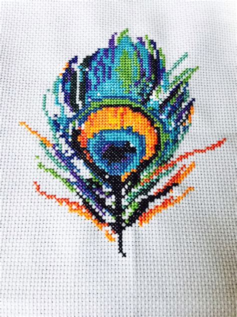 Original design free cross stitch patterns available in pdf format for download. Peacock Feather Cross Stitch Pattern - Peacock & Fig