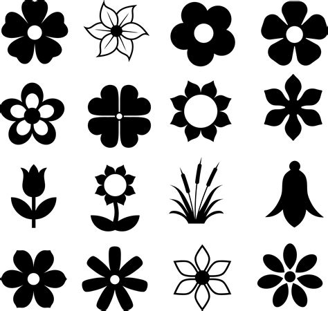 Flower Silhouette Vector Icons And Outline Templates Freepatternsarea