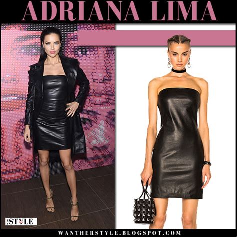 Adriana Lima In Black Leather Mini Dress At Maybelline Party On February 12 ~ I Want Her Style