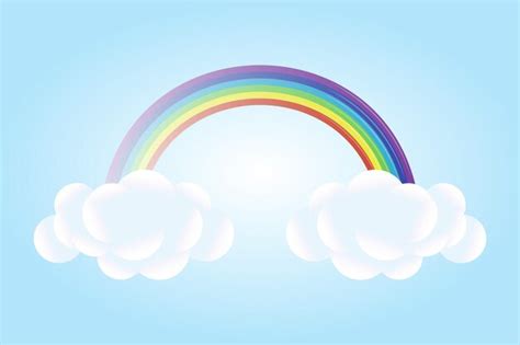 3d baby shower arco iris con nubes sobre un fondo azul pálido diseño