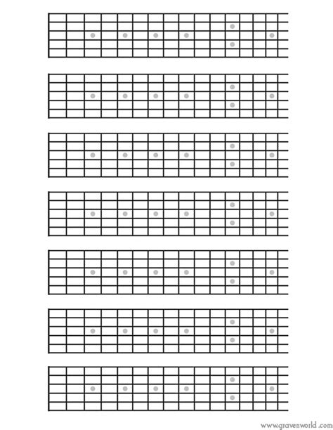 6 String Printable Guitar Blank Fretboard Chart Diagrams Songwriting