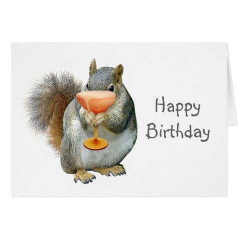 Squirrel With Drink Birthday Card Zazzle