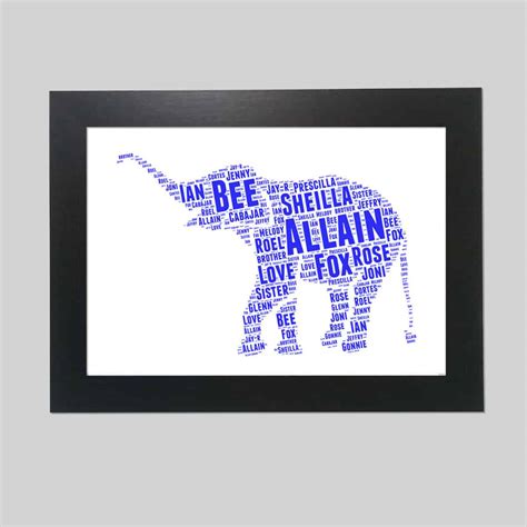 Personalised Elephant Word Art Print Word Art Prints Word Art App