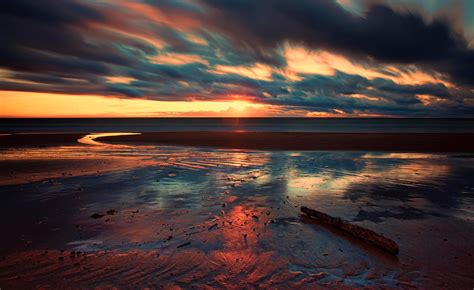 Wallpaper Sunlight Sunset Sea Nature Shore Reflection Sky