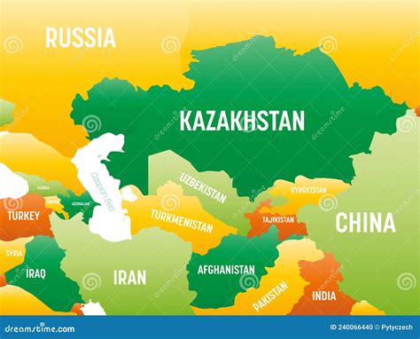 Asia Centrale Mappa Politica Dettagliata Con Le Variabili Illustrazione