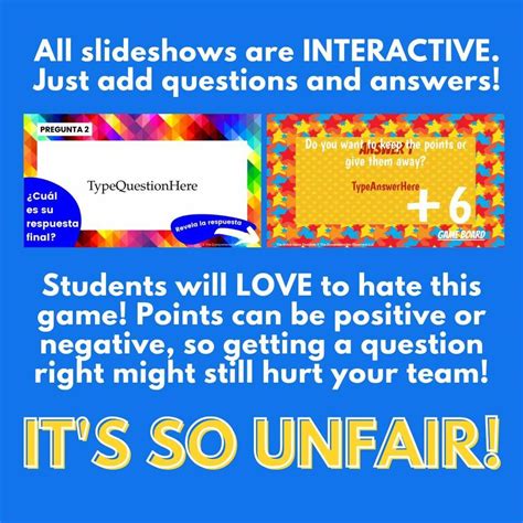 The Comprehensible Classroom The Unfair Game Editable Template